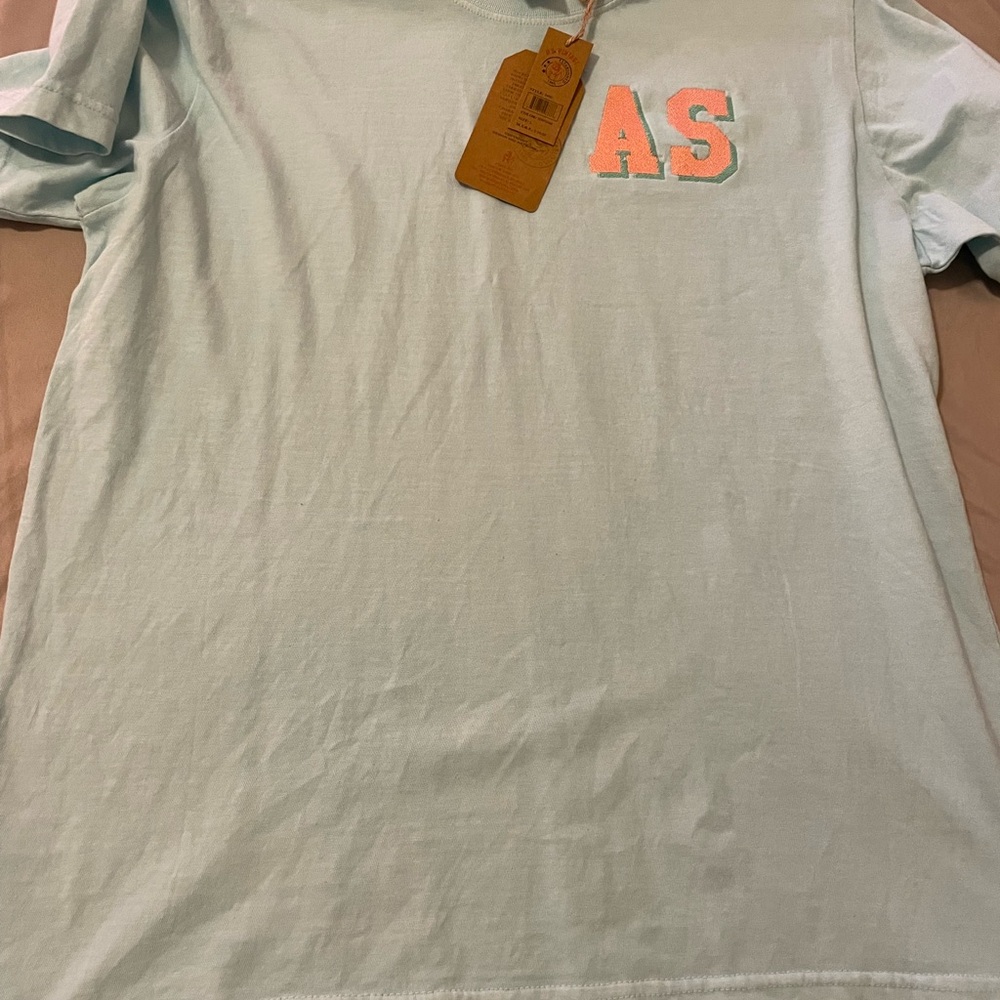Vintage seafoam Tee with Pink Accents